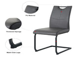 Modern Charcoal PU dining chair living room chair upholstered chair, black metal chair leg design, W210P199090