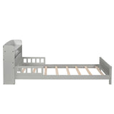 Twin Pine Wood Bed with Bookcase Headboard ,LED Motion Sensor Light, Guardrails,Grey W504P277595