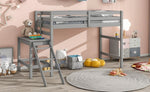 ZUN Twin Loft Bed with Platform,ladder,Grey 84721426