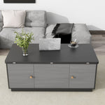 ZUN Modern Gray Multi-functional Rectangle Lift-top Coffee Table Extendable with Storage WF307466AAG