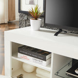 White morden TV Stand with LED Lights,high glossy front TV Cabinet,can be assembled in Lounge Room, W67936012