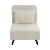 3 in 1 Foldable Linen Chaise Lounge with Adjustable Backrest, Footrest & Detachable Pillow, W1716P280541