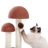 ZUN Cat Scratching Post Mushroom Claw Scratcher with Natural Sisal Ropes Interactive Dangling Ball for 03002290