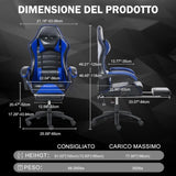 Ergonomic Gaming Chair with Footrest, PU Leather Video Game Chairs for Adults, Reclining Gamer Chair 34681034
