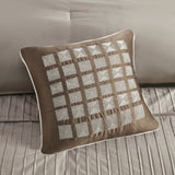 7 Piece Polyester Charmeuse Comforter Set Taupe Queen B035128910