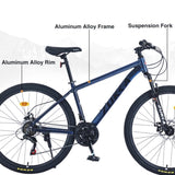 ZUN 27.5 Inch Wheels 21 Speed Mountain Bike, for Men Women Boys and Girls, Front Suspension,Aluminum W1019P232781