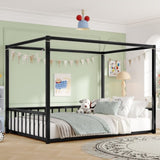 Full size sunshade floor bed, iron double-size bed frame, modern low-profile double-size bed, W1858P282500