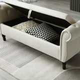 Aijia 63" Velvet Multifunctional Storage Rectangular Sofa Stool Buttons Tufted Nailhead Trimmed W111749320