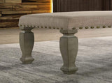 Breda Antique Gray Finish Upholstered Nailhead Bench T2574P164619
