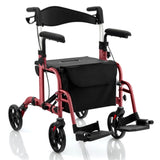 2-in-1 Rollator Walker & Wheelchair 6-Level Adjustable Handles, 1-Hand Folding, Storage 59905372