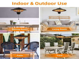 1500W Hanging Halogen Patio Heater, Fanless Electric Ceiling Heater, IP23 Rated, 2 Heat Settings, 16046511
