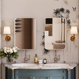 16x24 Inch Recessed White Metal Framed Medicine Cabinet with Mirror and Adjustable Shelves Black 24161549