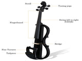 Full Size 4/4 Bunnel Edge Electric Silent Violin with Case Bow Rosin Headphone Connecting Line Black 54112168