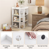 White three-layer corner cabinet with charging station 84153686