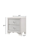 1pc Modern Glam Style Crisp White Finish Two Drawer Nightstand Embossed Crocodile Pattern B01181033