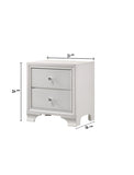 ZUN 1pc Modern Glam Style Crisp White Finish Two Drawer Nightstand Embossed Crocodile Pattern B01181033