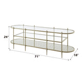 ZUN ACME Zaba TV Stand, Glass & Champagne Finish LV02759