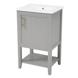 20" Bathroom Vanity with Sink, Bathroom Cabinet with Soft Closing Door, Storage Rack and Open Shelf, WF308492AAE