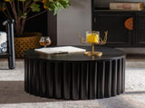 Round Coffee Table With Lift Handcrafted Relief Sturdy Pedestal Wooden Tea Table for Living Room no W3081P360271