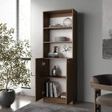 Beyerville Bookcase with Open Storage and 2 Doors, Natural Oak and White B128P314795