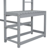 ZUN Twin Size High Loft Bed with Ladder landing Platform, Ladders, Guardrails,Grey W504119724