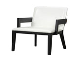 Modern Black Wood & White Glossy PU Leather Upholstered Dining Chairs Set of 2 N842P299017B