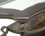 Sofa Table, Glass table top, MDF W/marble paper middle shelf, powder coat finish metal legs. W48720762