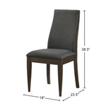 ZUN Set of 2 Grey Fabric Upholstered Dining Chairs, Dark Walnut B016P225492