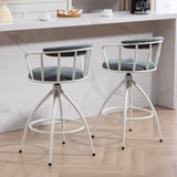 26'' Swivel Counter Height Bar Stool, Set of 2- Fabric Seat with Metal Frame, Modern Industrial W2215P248074