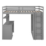 ZUN Full size Loft Bed with Drawers,Desk,and Wardrobe-Gray 11533742