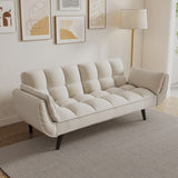 57 inch beige sofa soft two armrests throw pillow pillow comfortable fit apartment bedroom small W1658135109