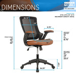 ZUN Mid-Back Mesh Task Office Chair with Height Adjustable Arms, Brown 61440743