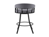 Palmdale 30" Swivel Slate Gray Faux Leather and Black Metal Bar Stool B2736P268591