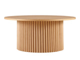 Oak Wood Veneer Tabletop 27.56 Inch Round Coffee Table, Farmhouse Circle Coffee Table MDF Table-top W1164P225845