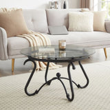 ZUN 2 Piece Tempered Glass Surface Coffee Table Set, Decor Coffee Table Round End Side Table with Sturdy W2167P168793