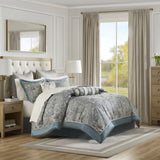 12 Piece Comforter Set with Cotton Bed Sheets Teal King B035P148327