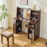 Elegant makeup vanity desk with 3 modes Adjustable Lighted Mirror,modern dressing table set with N844P257533W