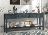 Rustic Entryway Console Table, 60" Long Sofa Table with two Different Size Drawers and Bottom Shelf 49120288