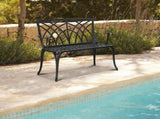 38in Outdoor Orchid Back Aluminum Bench Black 43199570