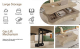 Lift Top Coffee Table for Living Room 42" - Fluted Panel Hidden Storage, Silent Hydraulic Lift, W1445P317475