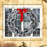 60in Pre-lit Snow Flocked Christmas Wreath, Lighted Artificial Xmas Wreath with 220 Warm White 64702689