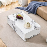 ZUN Modern MDF Coffee Table with Marble Pattern - 39.37x23.62x11.81 inches - Stylish and Durable Design W1151119518