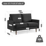 ZUN 57.1” Modern Decor Upholstered Sofa Furniture, Wide Velvet Fabric Loveseat Couch, Solid Wooden Frame B082111405