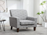 Patterned Polyester Blend Armchair, Solid Birch Wood Frame with Brown Tapered Legs, Foam Padded 18107990