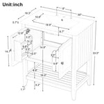 ZUN 30" White Modern Sleek Bathroom Vanity Elegant Ceramic Sink with Solid Wood Frame Open Style Shelf & N725P189825K