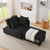 Convertible Sleeper Sofa Chair Adjustable Backrest Recliner with Pullout Sofa Bed with Wheels, W1413P227516