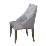 ZUN Set of 2 Flannelette Upholstered Dining Side Chair in Silver and Light Gray B016P156209