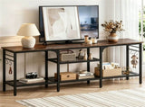 Industrial 3-Tier TV Stand for 65 Inch TV, Heavy Duty Metal Frame Entertainment Center with Anti-Tip 92761719