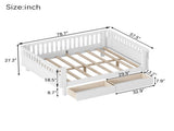 Full Size Wood Platform Bed for Kids, Wood Low Profile Full Bed with Rails for Girls and Boys, White W2593P331684