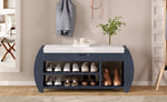 ZUN TREXM Retro Multifunctional Storage Bench with Cushion and Curved Side Panel for Entrance and Living N715P194061M